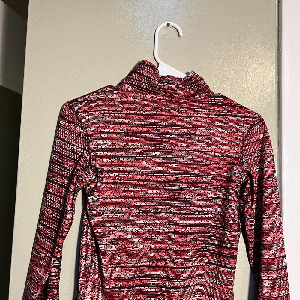 Nike Pro Women's Sz Small Half Zip Sweatshirt Red Black Pink Geometric Hyperwarm